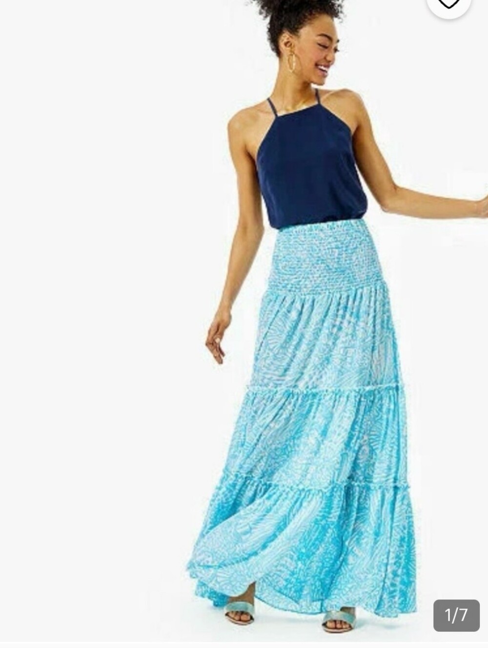 Lilly Pulitzer Hanalei Aqua Tiered Maxi Skirt